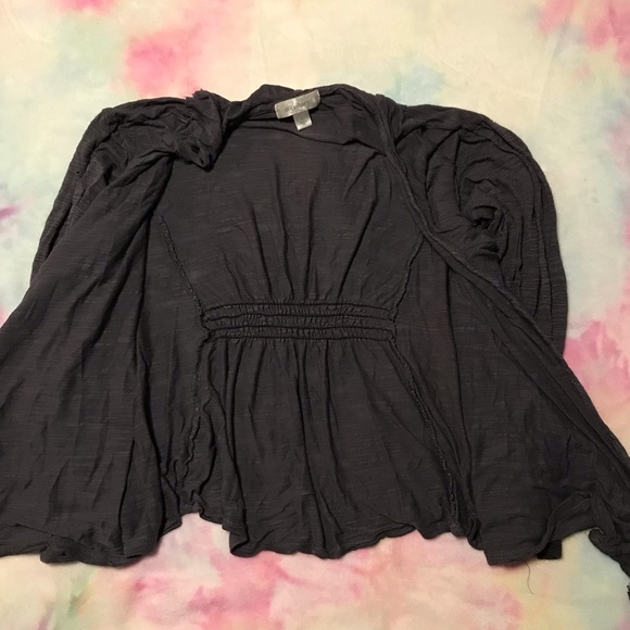 Dress Barn Gray cardigan cover with fringe/frail along the trim 🌝 - Picture 2 of 4